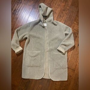 Joie Longline Borg Teddy Sherpa Hooded Open Front Fleece Lined Sweater Size S